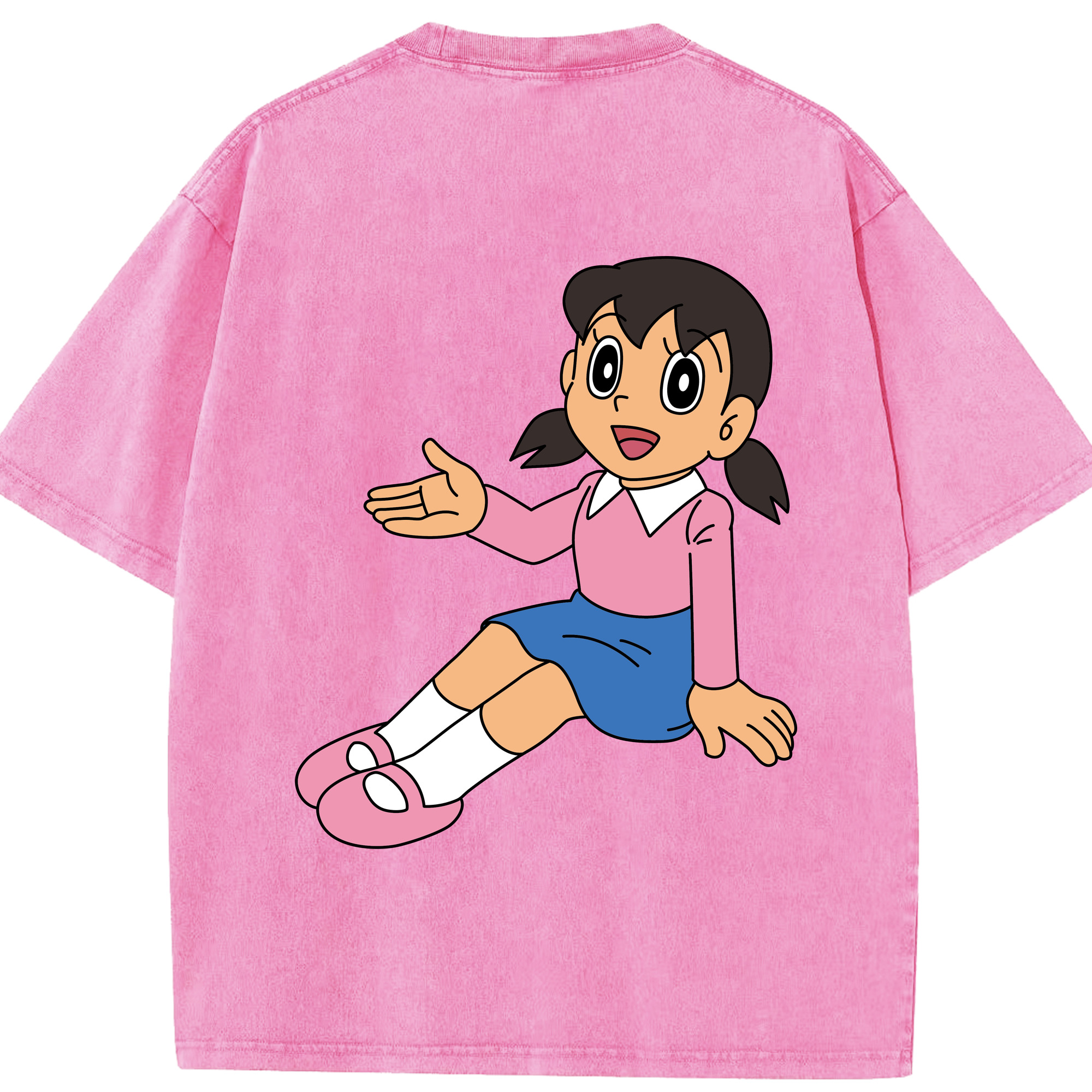 （画像用） ドラえもん みなもと しずか Doraemon Shizuka Minamoto 綿100% ヴィンテージ風 半袖Tシャツ（背面プリント）